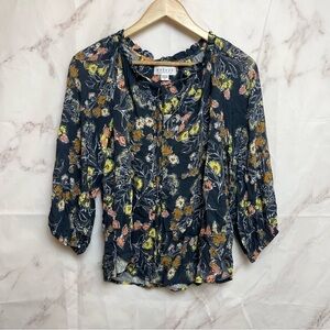 Velvet by Graham & Spencer Ruffle Floral Sharla Blouse - B17
